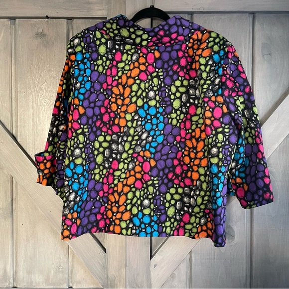 CJ Banks Single button Colorful Pebble Coat size 1X artsy art to wear maximalist - Picture 7 of 8